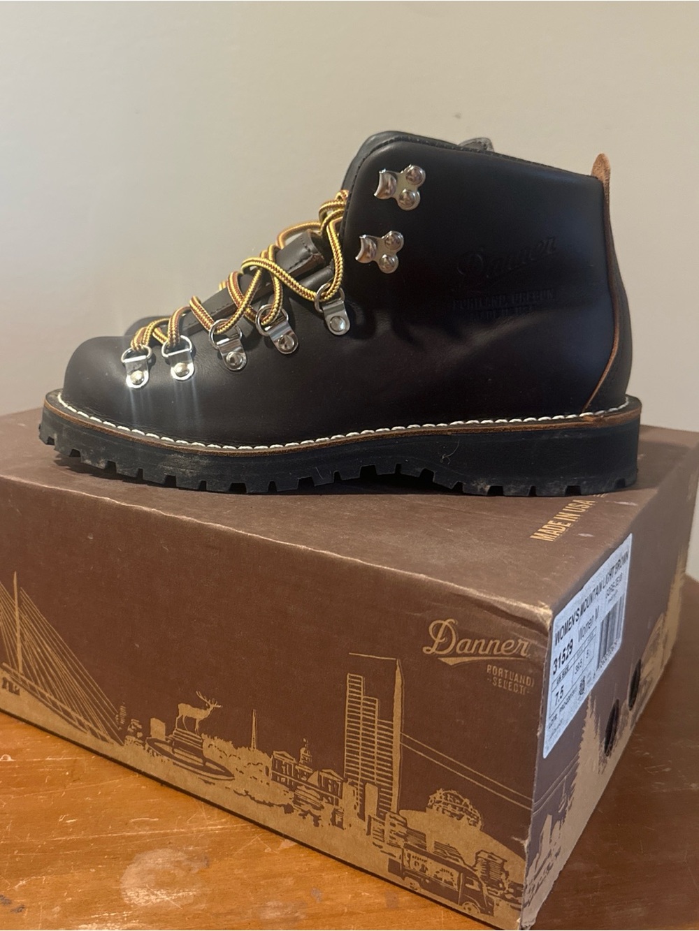 Danner Black Leather Women’s Hiker Boots with Silver Accents